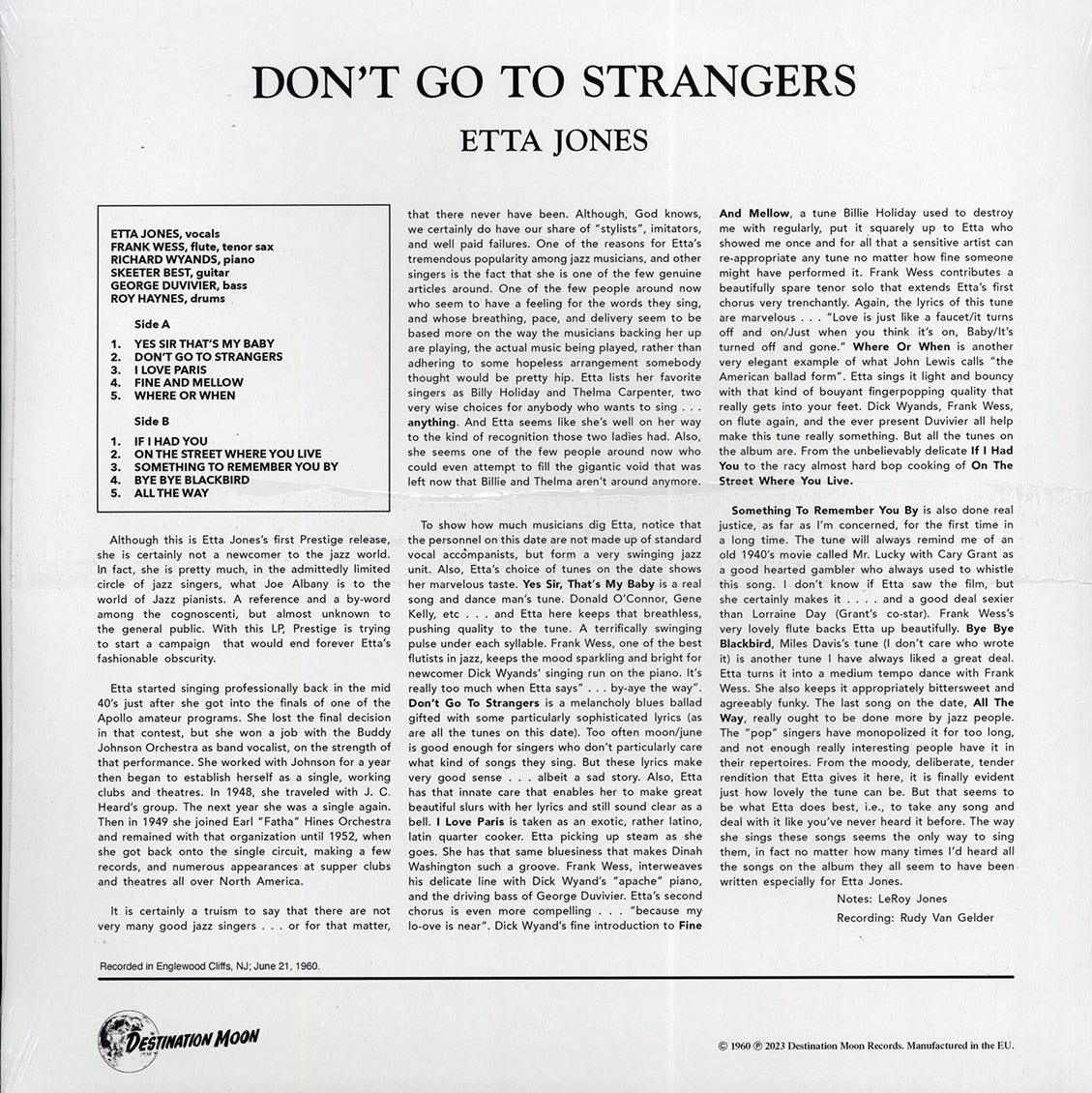 Etta Jones "Don't Go To Strangers" LP