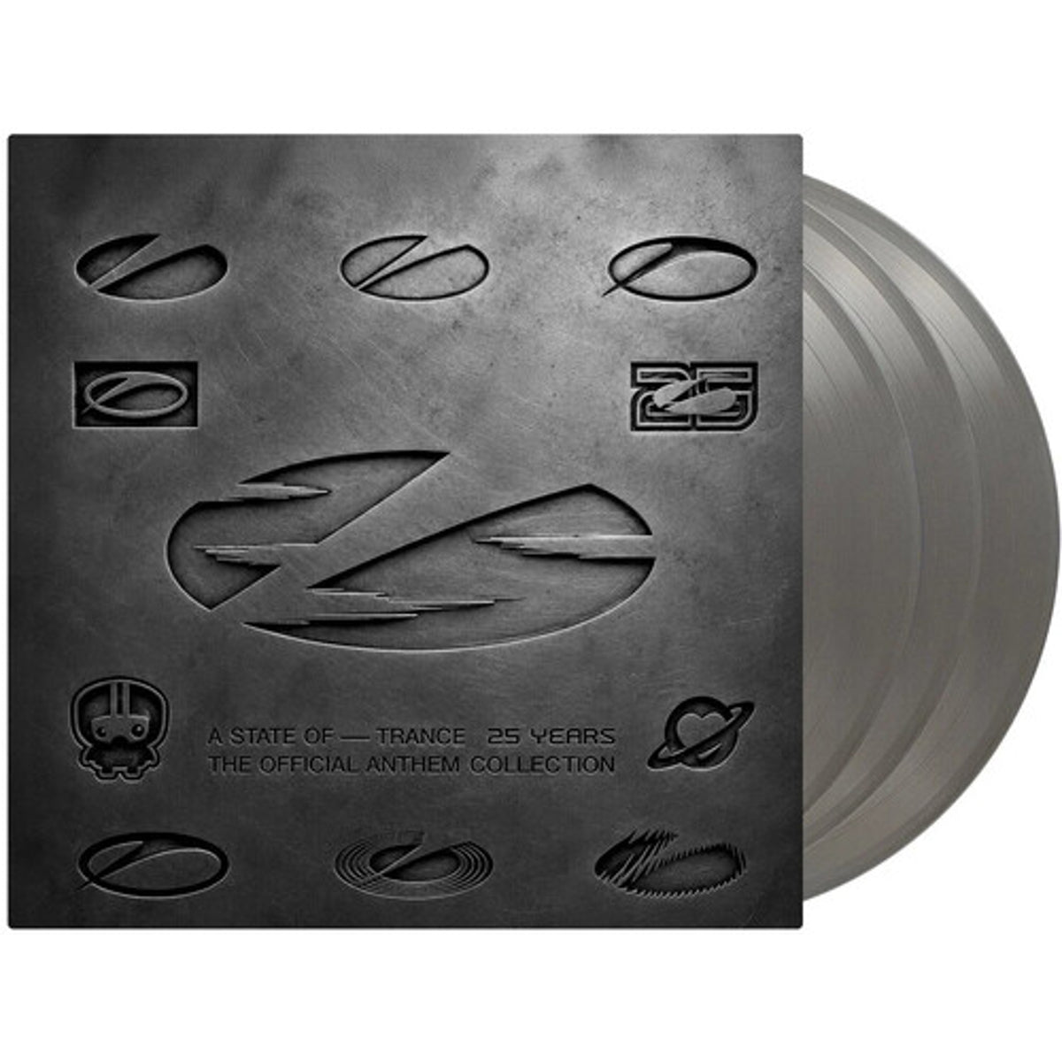 Armin Van Buuren "State of Trance 25 Years: The Official Anthem Collection" (Limited Edition Silver vinyl; import) 3xLP cover art