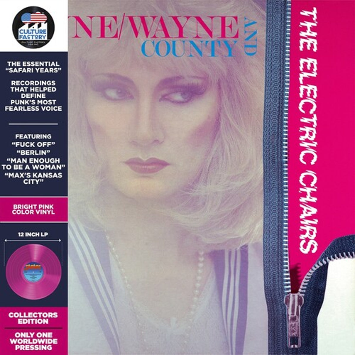 Wayne County & The Electric Chairs "The Best of the Safari Years" (Limited Edition Pink vinyl) LP cover art