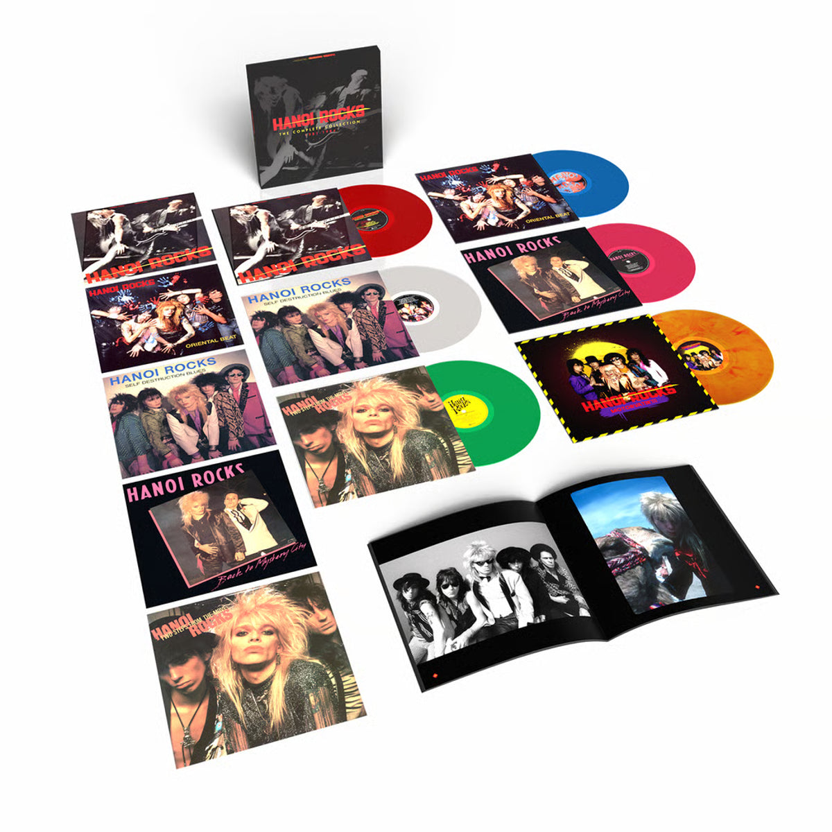 Hanoi Rocks "The Complete Collection (1981-1984)" (Multicolor vinyl) 6xLP cover art
