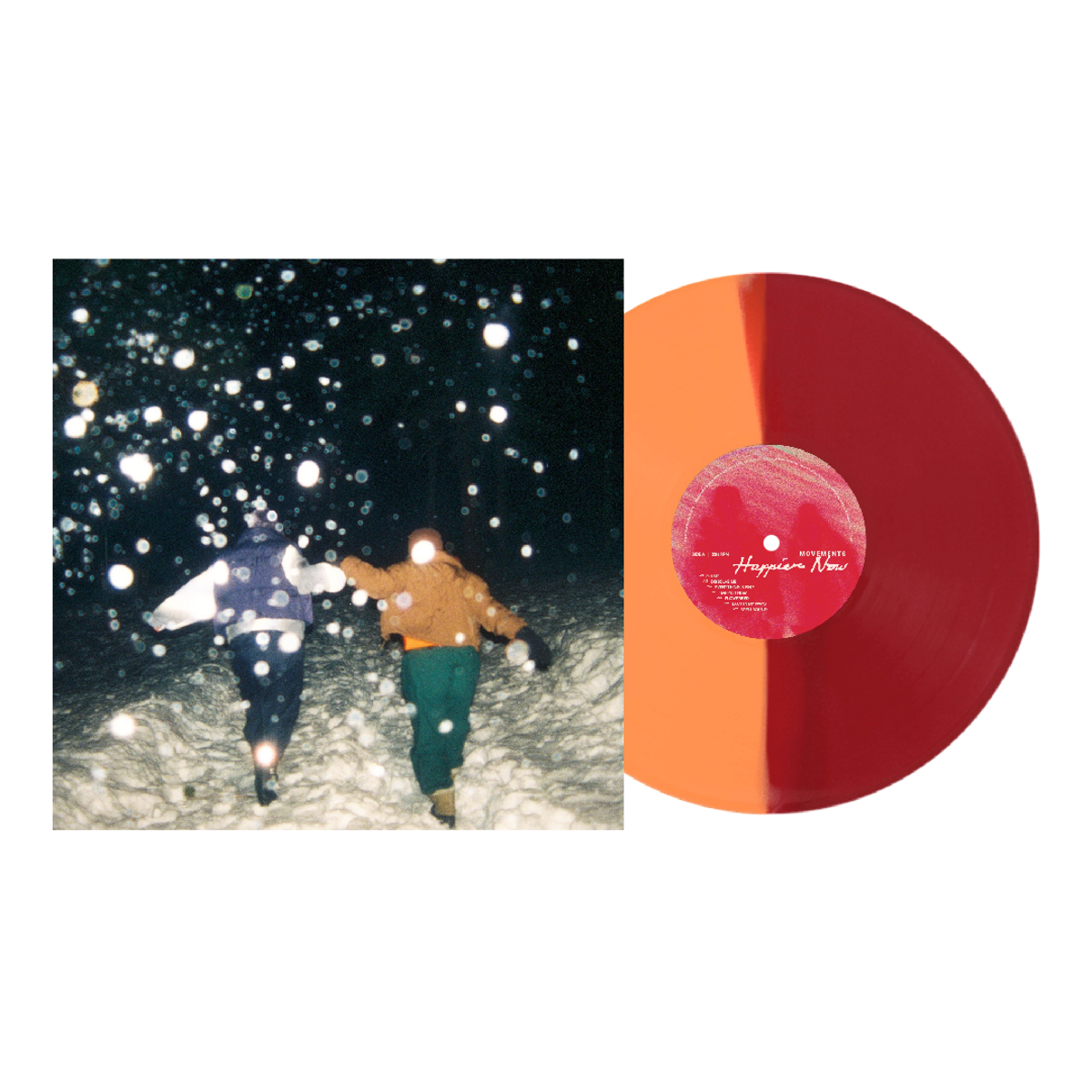 Movements "Happier Now" (Indie Exclusive Tangerine & Apple Split Color vinyl) LP cover art