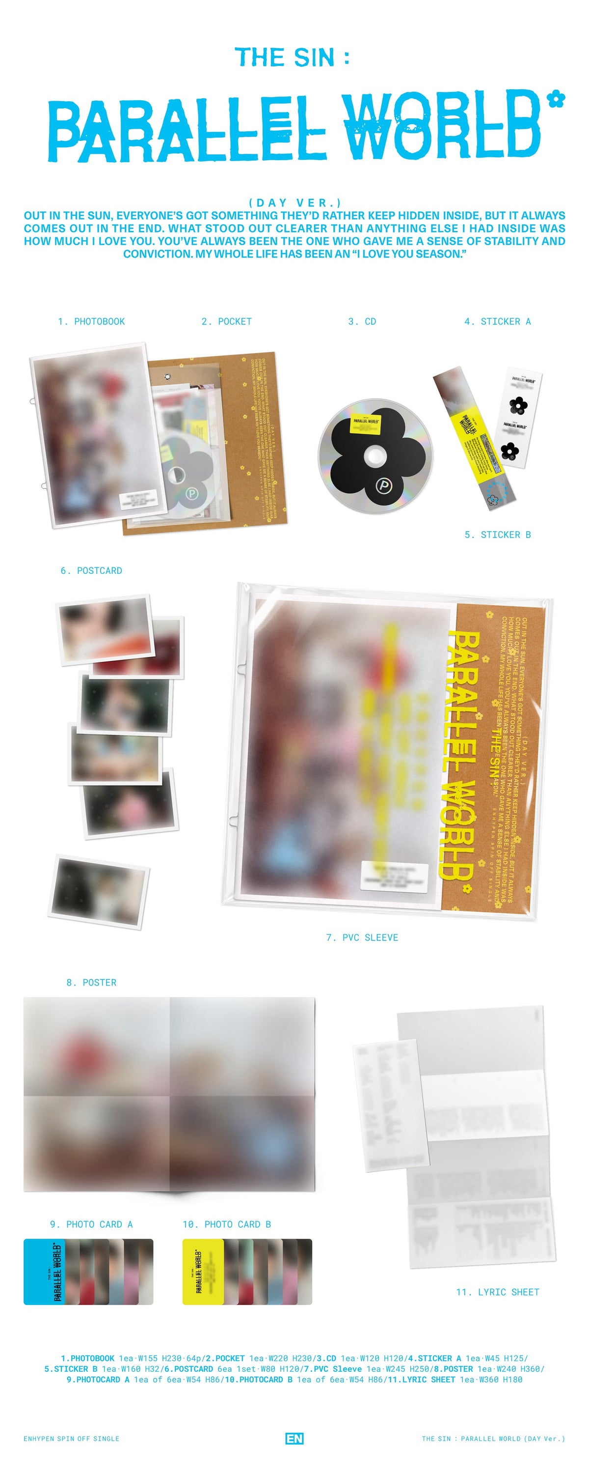 ENHYPEN "THE SIN : PARALLEL WORLD [DAY Ver.]" CD packaging mockup