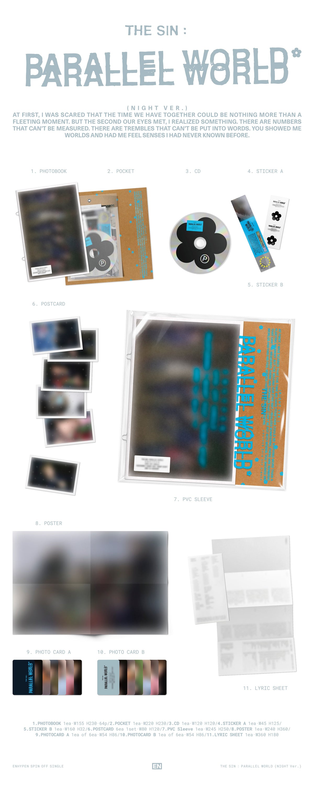 ENHYPEN "THE SIN : PARALLEL WORLD [NIGHT Ver.]" CD packaging mockup