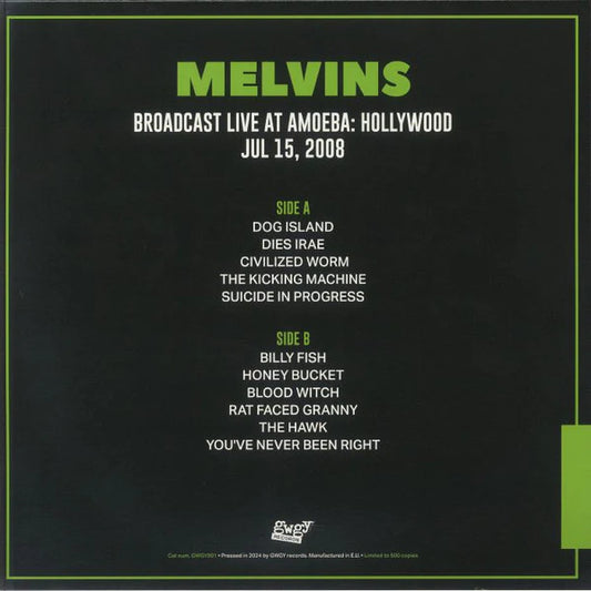 Melvins "Broadcast Live At Amoeba · Hollywood 6/15/2008" LP