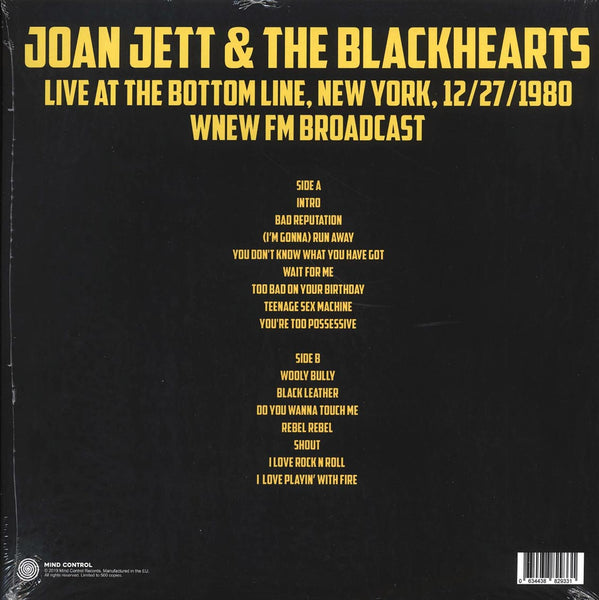 Joan Jett & The Blackhearts "Live At The Bottom Line, New York, 12/27/1980" LP