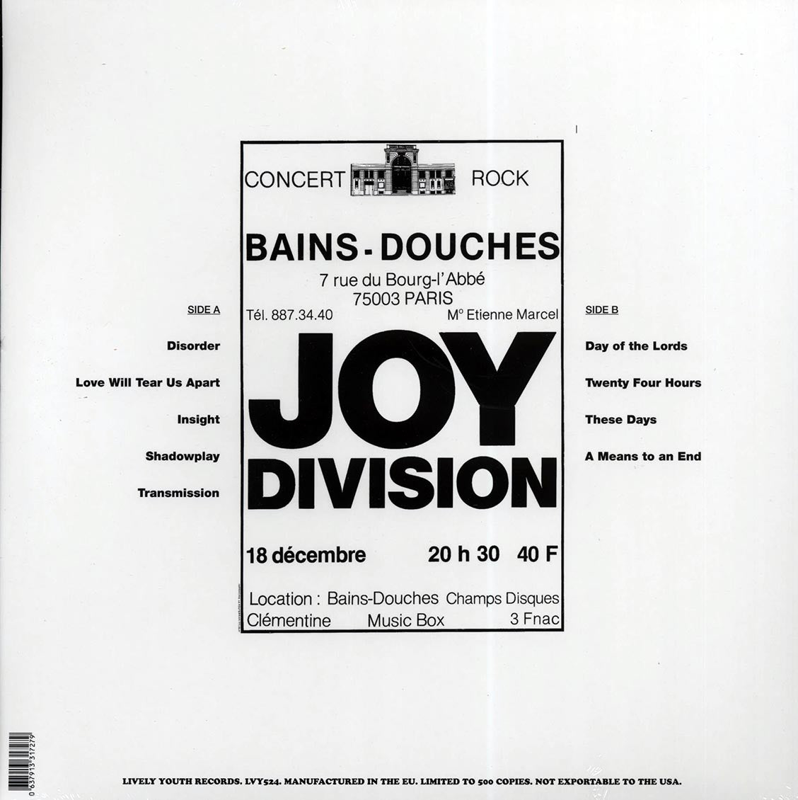 洋楽 JOY DIVISION Atrocity Exhibition: Paris Joy Division - Atrocity Exhibition: Live In Paris, December 18th, 1979