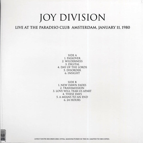 Joy Division "Live At The Paradiso Club" LP