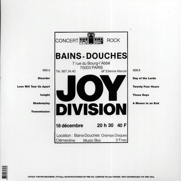 Joy Division "Atrocity Exhibition: Live In Paris, 1979" LP