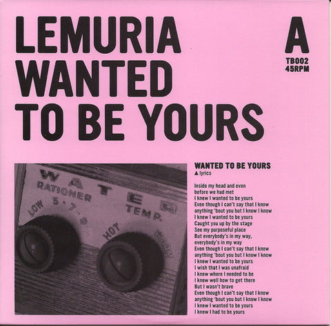 Lemuria "Wanted to Be Yours / Utah" 7"