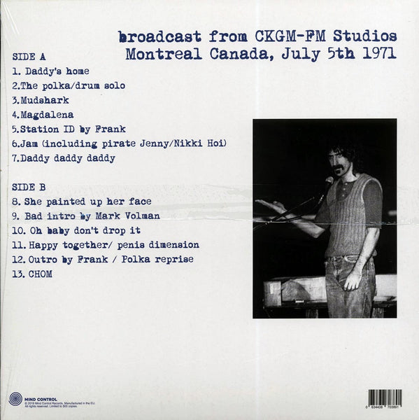 Frank Zappa 'Live Montreal 1971: Broadcast From CKGM-FM Studios, Montreal Canada, July 5th 1971
